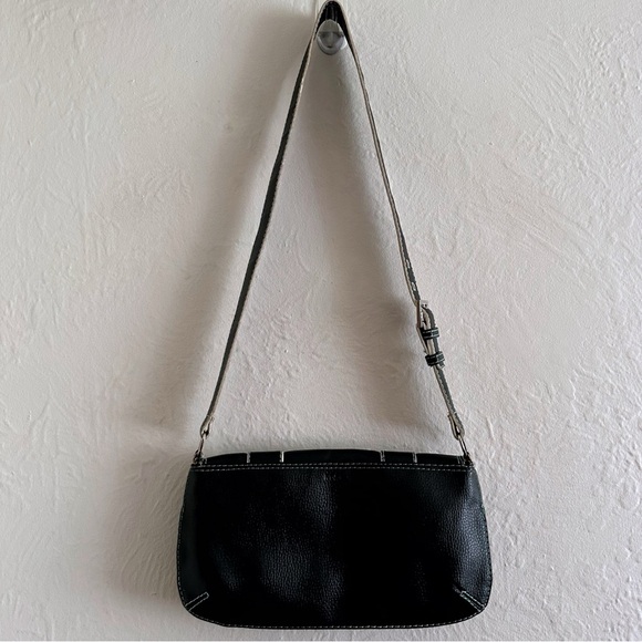 SOLD Y2K Mango MNG Black Faux Leather Buckle Crossbody Bag - Picture 5 of 6